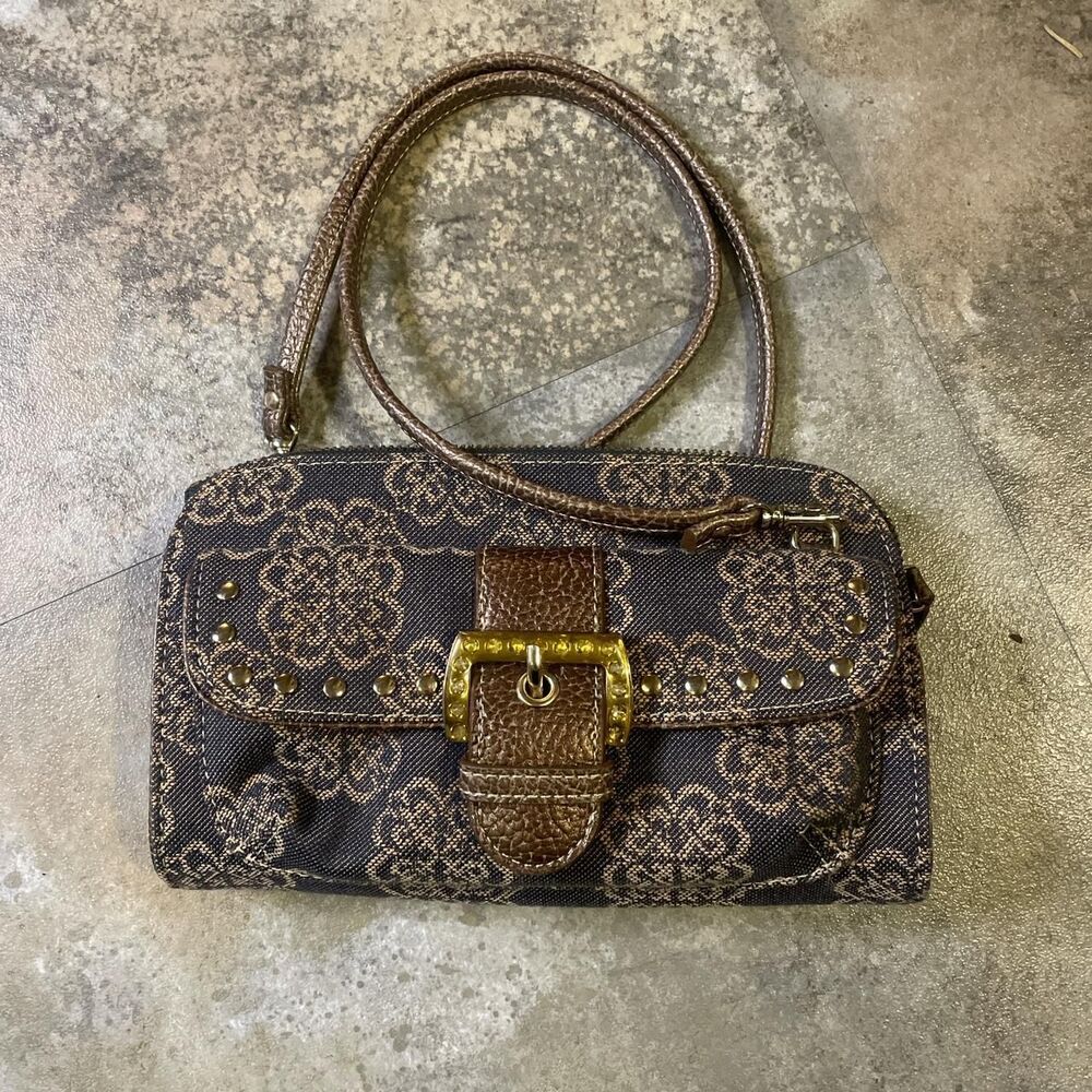 kathy van zeeland y2k crossbody with locking zipper strap and rhinestone details